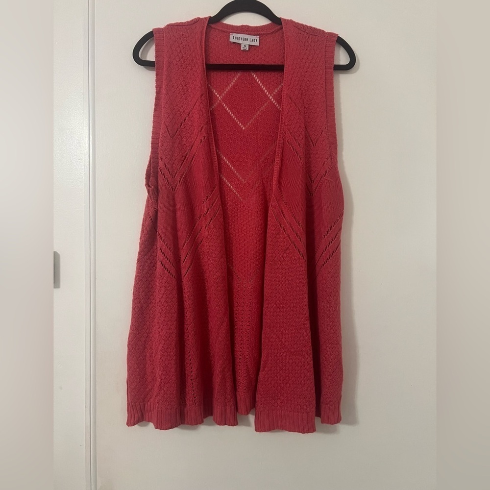 Southern Lady Vibrant Red Knit vest size M (O120)